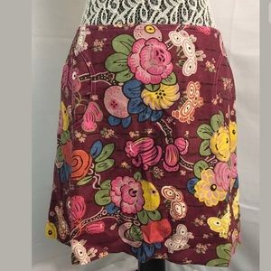 CYNTHIA STEFFE Floral Linen Skirt Pockets USA NEW